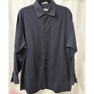 Calvin Klein Mens Long‎ Sleeve Striped Shirt Neck 16 1/2 Sleeves 32-33
